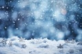 Beautiful and romantic winter background or wallpaper with snowdrift, snowflake and light bokeh in snowing day. Generative Ai Royalty Free Stock Photo