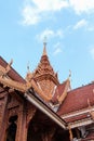 Beautiful roof temple on bright blue sky background at  Wat Doi Sapphanyu  in Chiang Mai of Thailand Royalty Free Stock Photo