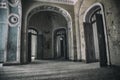 A beautiful room with shabby walls in an old abandoned house. Abandoned haunted manor. Royalty Free Stock Photo