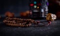 Beautiful rosaries on black background - Image Royalty Free Stock Photo