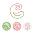 Beautiful Rose flower icon and logo in trendy linear style. Royalty Free Stock Photo