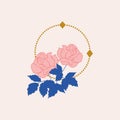 Beautiful rose and golden circle, vector illustration Royalty Free Stock Photo