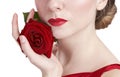 Beautiful rose and red lips Royalty Free Stock Photo