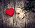 Beautiful Roses With Red Heart Royalty Free Stock Photo