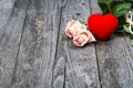 Beautiful Roses With Red Wax Heart Royalty Free Stock Photo