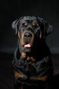 Beautiful Rottweiler dog on a black background