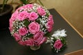 Beautiful round Bridal bouquet of roses