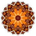 Beautiful round pattern in warm tones for decorative dish or carpet. Design element Royalty Free Stock Photo