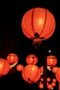 Beautiful round red lantern hanging on old traditional street, concept of Chinese lunar new year festival Royalty Free Stock Photo