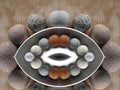 Beautiful round stones on brown fabric, Lithuania Royalty Free Stock Photo