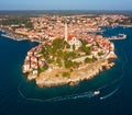 Beautiful Rovinj. Aerial photo. The old town of Rovinj, Istria, Croatia