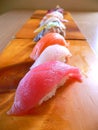 A beautiful row of sushis