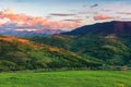 Beautiful rural area in mountains at sunset Royalty Free Stock Photo