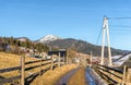 Beautiful rural landscape against the backdrop of the Carpathian Mountains in early spring Royalty Free Stock Photo