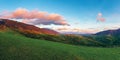 Beautiful rural panorama in mountains at sunset Royalty Free Stock Photo