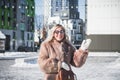 Beautiful russian girl from siberia portrait in winter Royalty Free Stock Photo