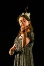 Beautiful Russian Jewish girl, a friend of the Soviet soldier playing the violin.