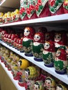 Beautiful Russian wooden matryoshka dolls in the store