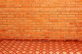 Beautiful Rustic Brick Wall of Orange Color of Masonry with Mat. Dark Red Stone Blocks of Structure for Your Text. Old Vintage Royalty Free Stock Photo