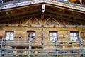 a solid rustic traditional wooden cabin in the Austrian Alps in the Gramai Alm region, Austria Royalty Free Stock Photo