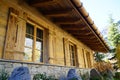 a solid rustic traditional wooden cabin in the Austrian Alps in the Gramai Alm region, Austria Royalty Free Stock Photo