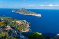 Beautiful on Sa Dragonera from mountains of Tramuntana, Mallorca, Spain Royalty Free Stock Photo