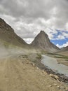 A beautiful sacred Mount Gumbok Rangan (Gonbo Rangjon) with flowing Kargyak river in Darcha-Padum road.