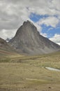 A beautiful sacred Mount Gumbok Rangan (Gonbo Rangjon) with flowing Kargyak river in Darcha-Padum road.