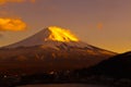 Beautiful of sacred mountain of Fuji in the morning with on top Royalty Free Stock Photo