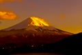 Beautiful of sacred mountain of Fuji in the morning with on top Royalty Free Stock Photo