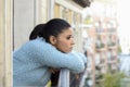 Beautiful sad and desperate hispanic woman suffering depression thoughtful frustrated Royalty Free Stock Photo