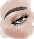 Beautiful sad eye with a tear