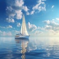 Beautiful sailboat crossing the calm sea blue sky 1