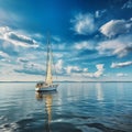 Beautiful sailboat crossing the calm sea blue sky 2