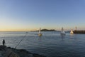 Beautiful sailboat and Howth Lighthouse