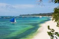 Beautiful sailboat near white sand beach in Boracay Royalty Free Stock Photo
