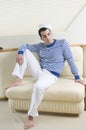 Beautiful sailorman wearing sailor clothes Royalty Free Stock Photo
