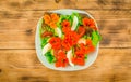 Beautiful salad with edible flowers