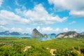 Beautiful Samet Nangshe Viewpoint with Andaman sea in Phang Nga Bay at evening, near Phuket, Thailand in travel trip and holidays