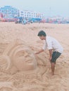 Beautiful sand art of God by Indian artist