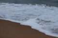 beautiful sand beach.Close up soft wave lapped the sandy beach, Summer Background Royalty Free Stock Photo