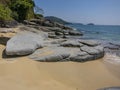 Beautiful sand and stone beach in Myanmar Royalty Free Stock Photo