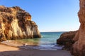 Beach near Lagos with the clear waters of the mediterranean in Algarve Royalty Free Stock Photo