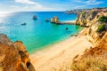 Beautiful sandy beach near Lagos in Panta da Piedade, Algarve, Portugal Royalty Free Stock Photo
