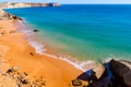 Golden sandy beach in the Algarve, Portugal Royalty Free Stock Photo