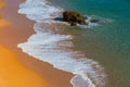 Golden sandy beach in the Algarve, Portugal Royalty Free Stock Photo