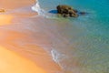 Golden sandy beach in the Algarve, Portugal Royalty Free Stock Photo