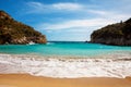 Beautiful sandy beach in Paleokastritsa in Corfu, Greece Royalty Free Stock Photo