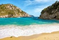 Beautiful sandy beach in Paleokastritsa in Corfu island, Greece