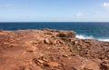 Beautiful sandy beach at Pot Alley in Kalbarri National Park in Western Australia from Eagle Gorge Lookout Royalty Free Stock Photo